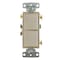 Hubbell Wiring Device-Kellems Switches and Lighting Controls, Combination Devices, Residential Grade, Decorator Series, 1) Single Pole Rocker, 1) Three Way Rocker, 15A 120V AC, Side Wired, Light Almond RCD103LA - alternate 4